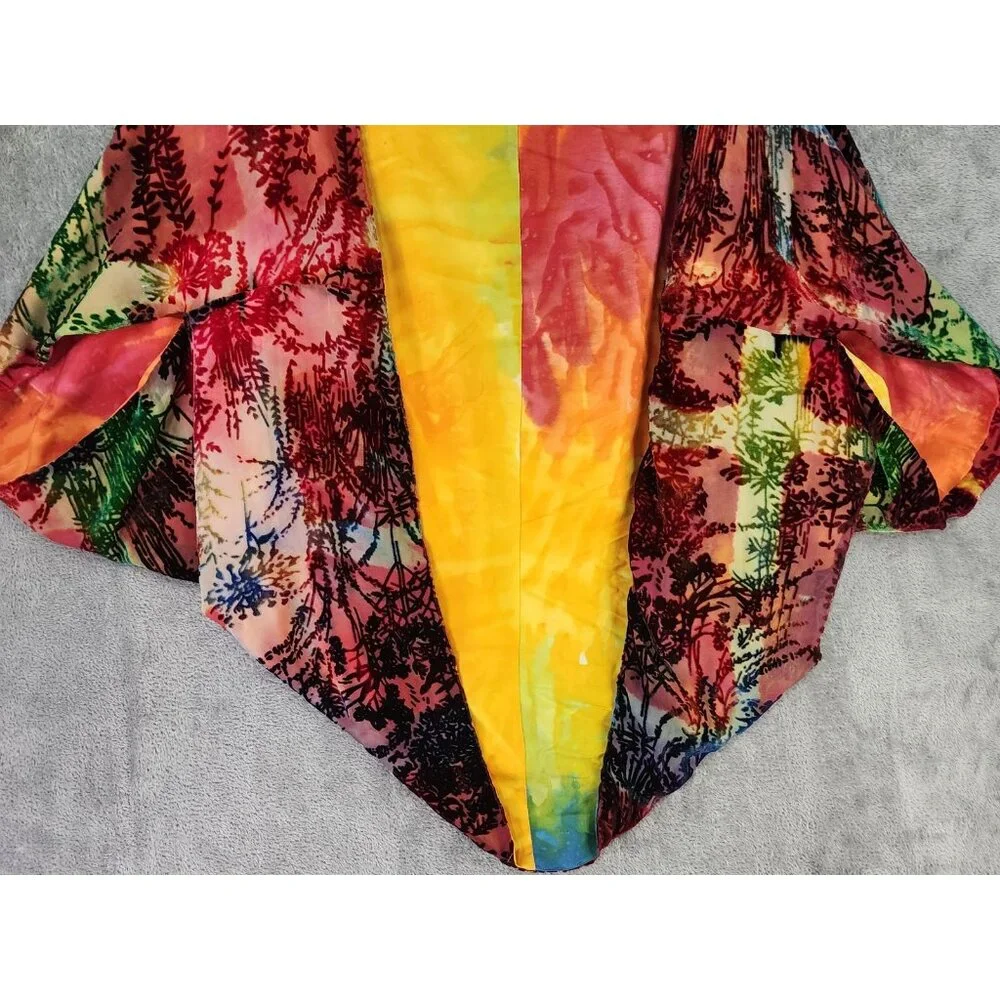Womens Jacket One Size Multicolor Velvet Open Front Short Sleeve Retro Cover Up - Picture 5 of 7